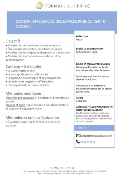 Formations Espace Vert  Forma Public Privé